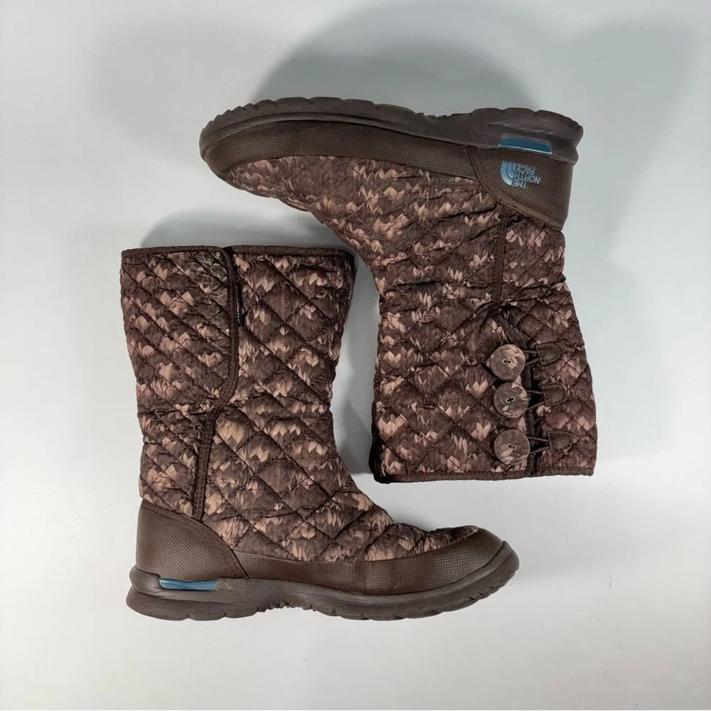 The North Face Brown Patterned Quilted Boots Size‎ 8